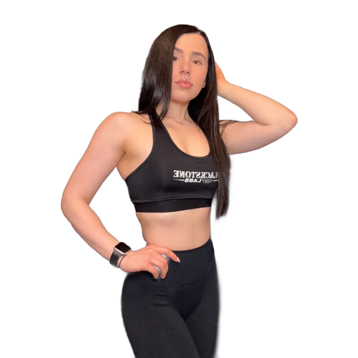 Branded Sports Bra - Black - Image 2