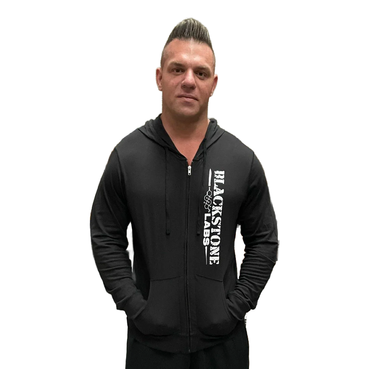 Branded Zip-Up Hoodie - Black